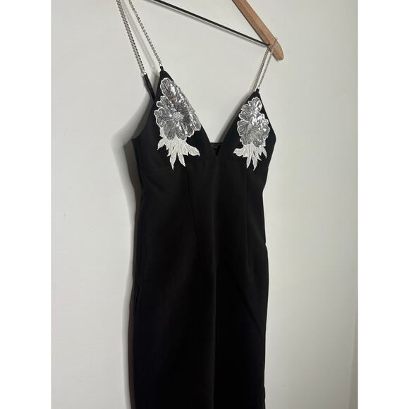 NWT JW Pei Ayliua Black Rhinestone Maxi Dress - Picture 3 of 14